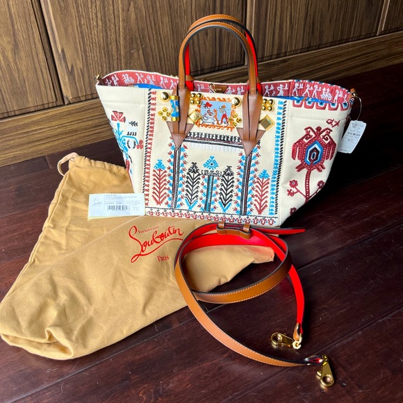 Christian Louboutin Handbags - 🏺👜Christian Louboutin Greekaba Greek Embroidered Canvas Crossbody Bucket Bag